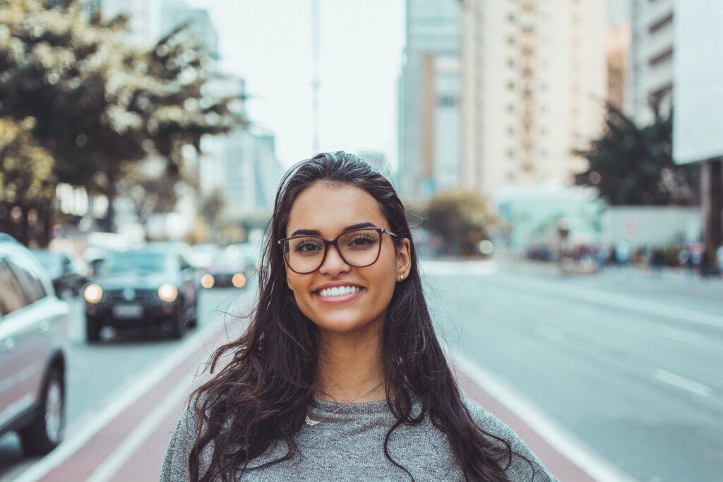 photo of woman wearing eyeglasses