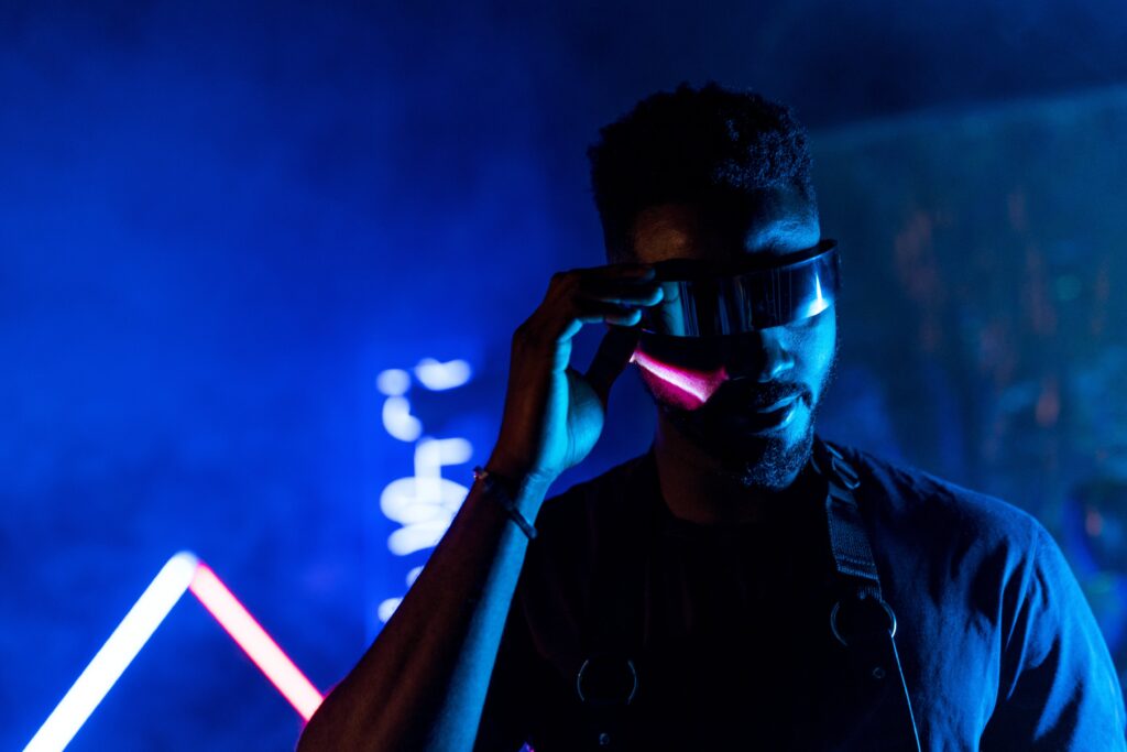 photo of a man wearing smart glasses