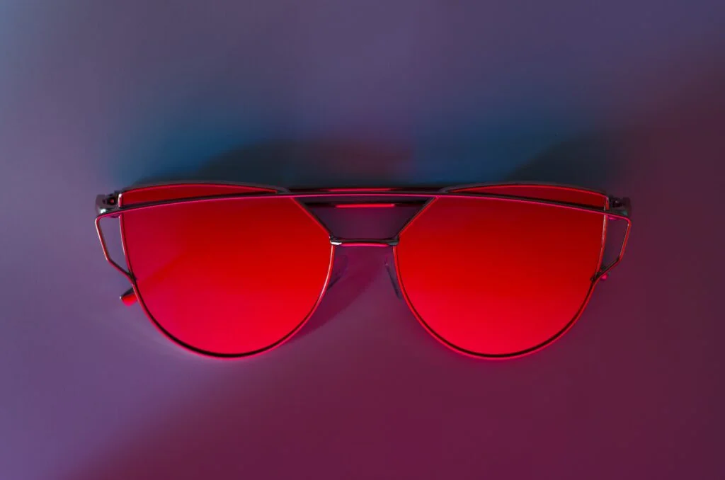 photo of a pair of polarized red glasses