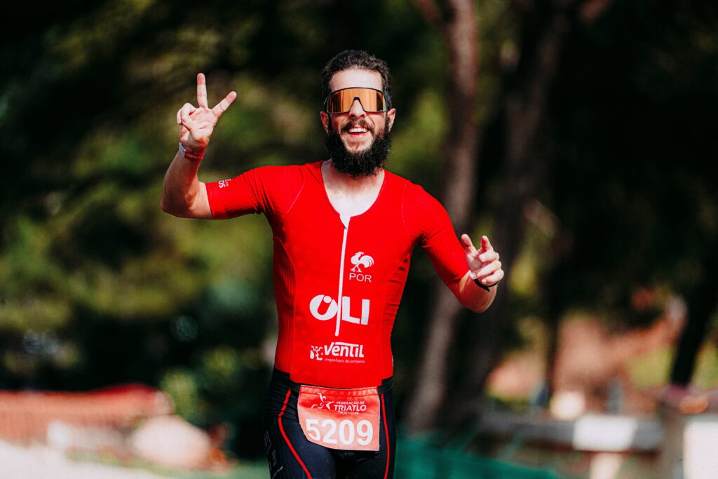 photo of a man running with sports glasses