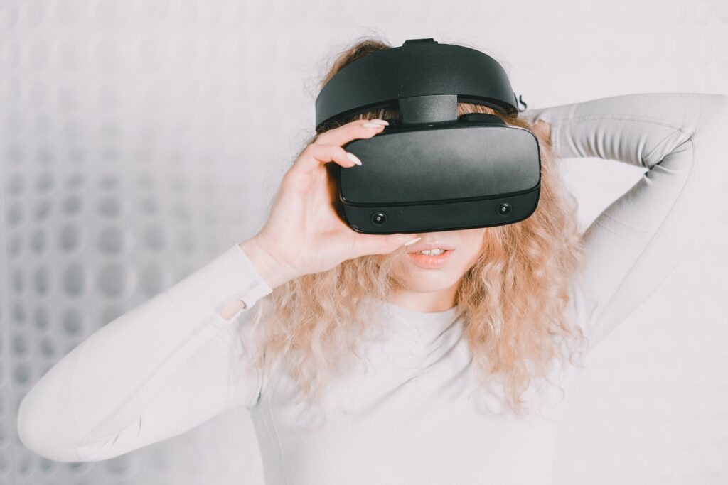 photo of woman wearing smart glasses